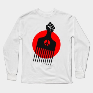 Black Fist Afro Pick, Red sun Long Sleeve T-Shirt